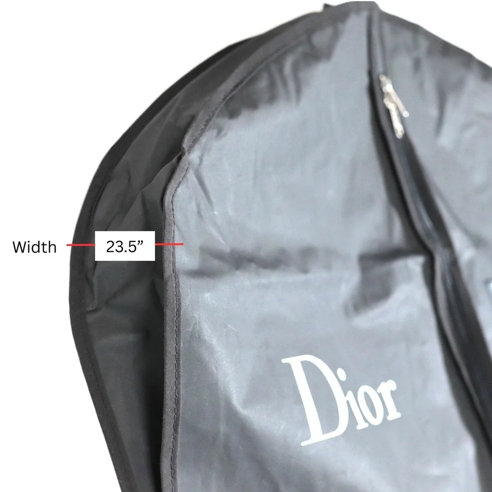 Dior Garment Bag Black 23.5x43 Logo Zipper Travel Suit Cover Luxury Accessory